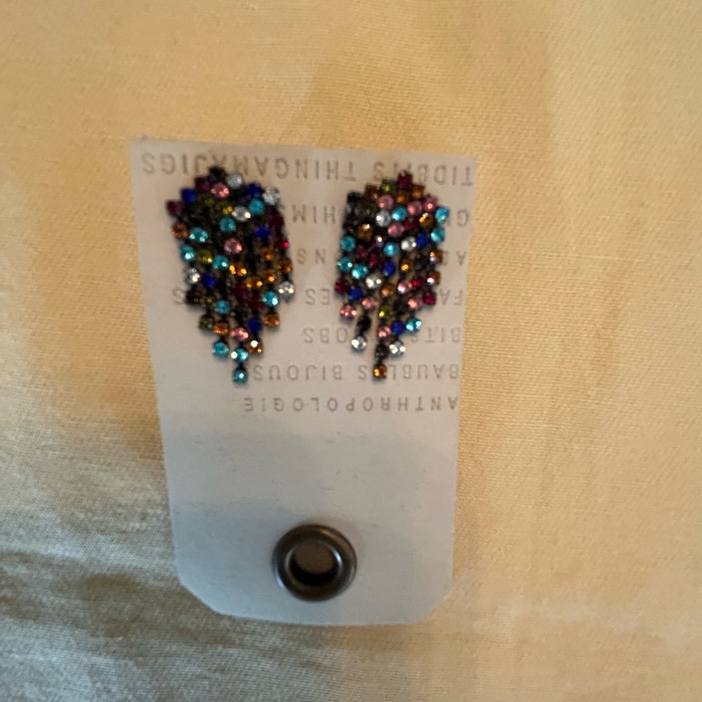 Anthropologie Blue and Purple Crystal Earrings - Picture 6 of 6